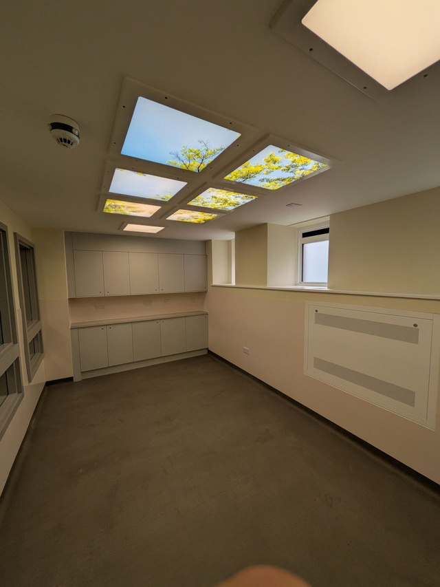 Ligature Ward Fit-Out electrical works at Queen Margaret Hospital, Dunfermline, Fife - installation detail